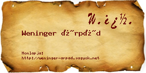 Weninger Árpád névjegykártya
