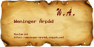 Weninger Árpád névjegykártya